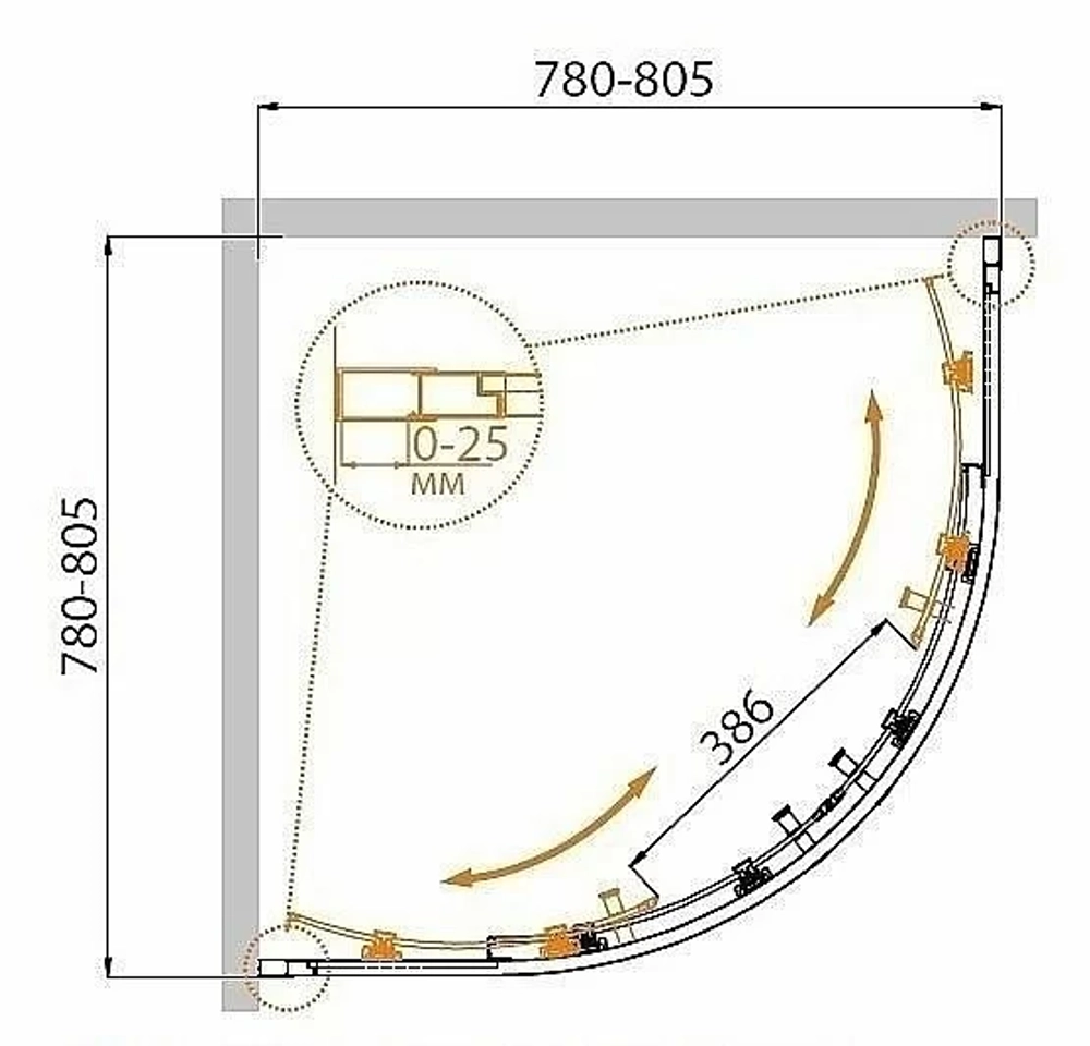 Душевой уголок Cezares Molveno 80x80 MOLVENO-R-2-80-C-Cr-IV стекло прозрачное/профиль хром