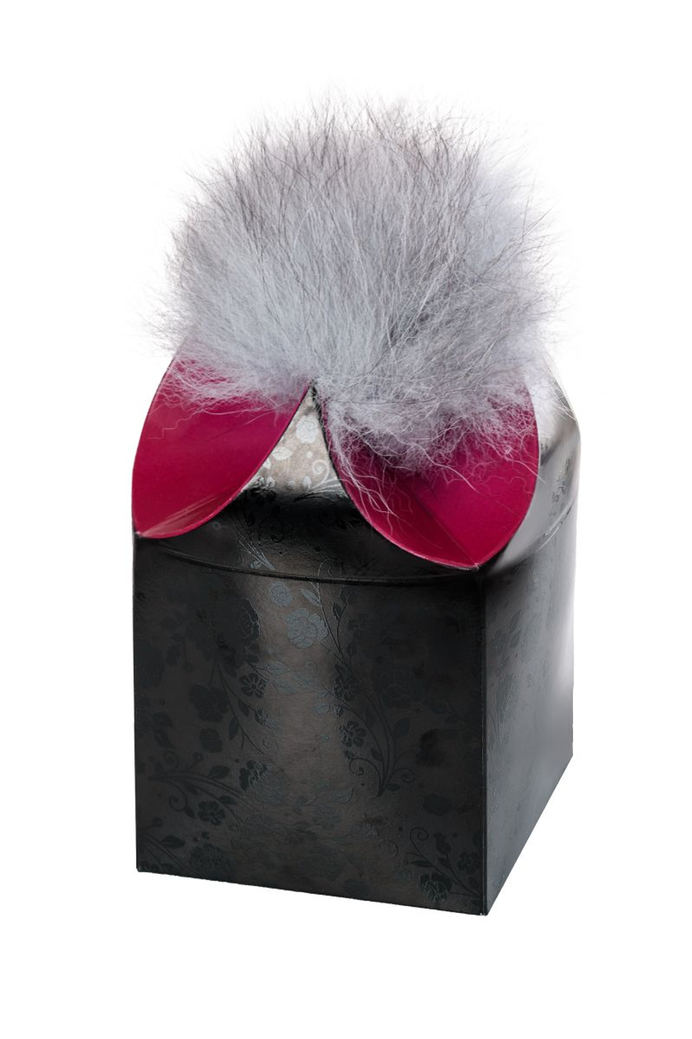 Серебристая анальная втулка с серым заячьим хвостом (Цвет: серый)