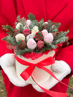 Новогодняя композиция с клубникой в шоколаде с нобилис