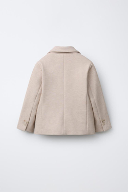 ZARA КОСТЮМНЫЙ БЛЕЙЗЕР КОМФОРТНОЙ ПОСАДКИ, СВЕТЛО-БЕЖЕВЫЙ