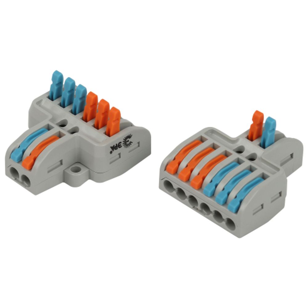 Клемма ЭРА NO-225-458 проходная разветвительная 222-4126 с рычагами 2/6 полюсов 0.08-2.5/4 мм2 (упаковка 1 шт.) | Клеммы