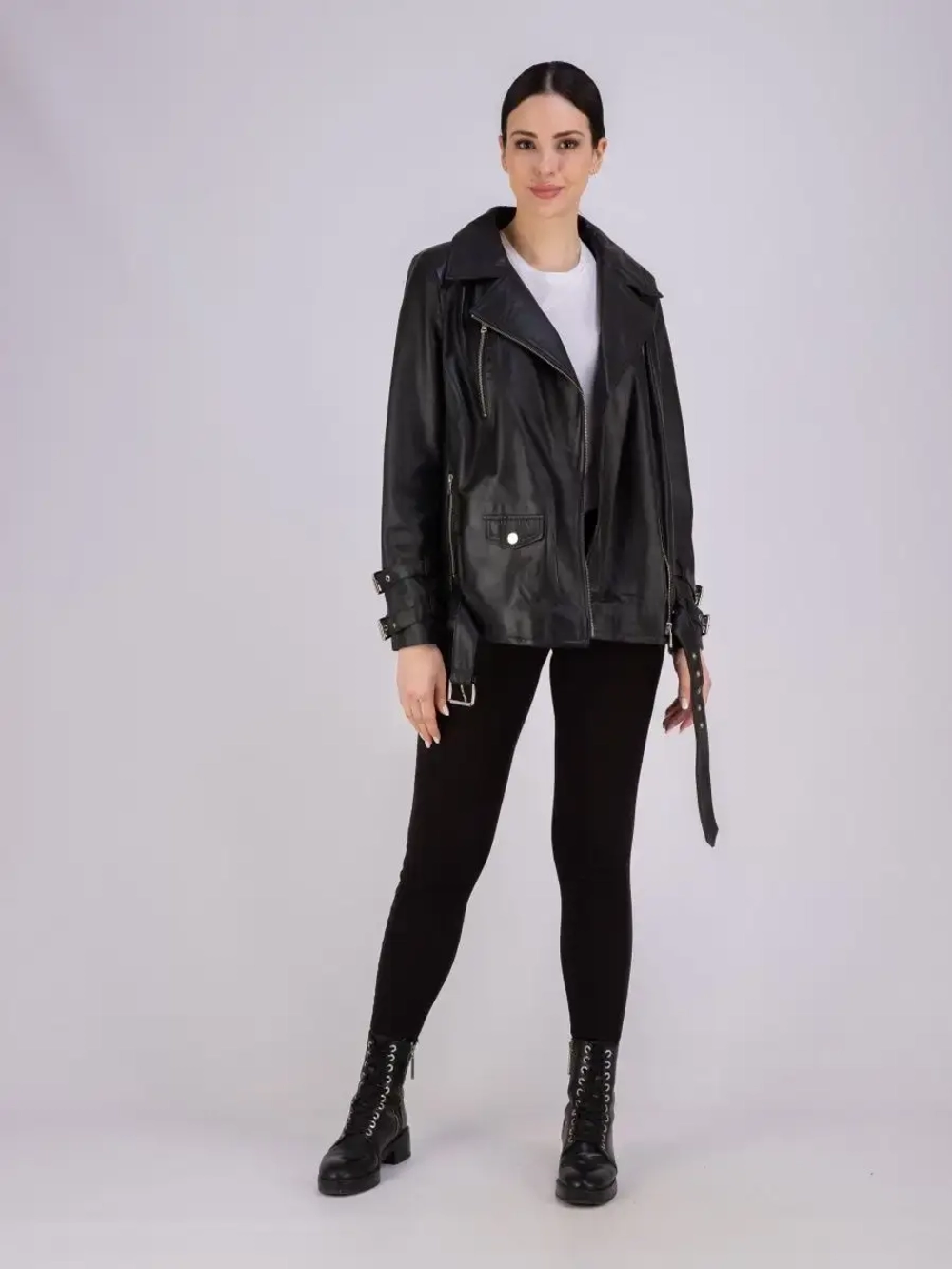 Косуха женская оверсайз из натуральной кожи Турция