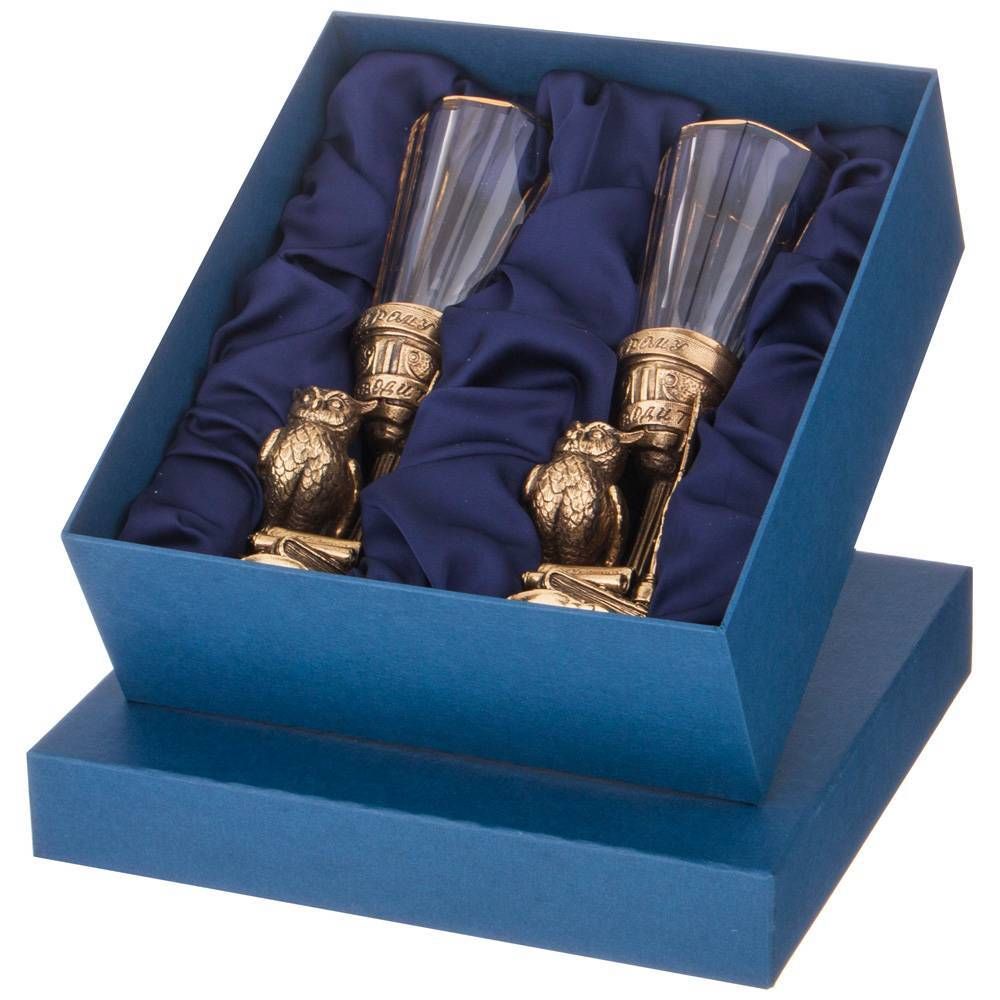 НАБОР ИЗ 2-Х ЛАФИТНИКОВ ДЛЯ ВОДКИ "МУДРОМУ РУКОВОДИТЕЛЮ" 50 МЛ