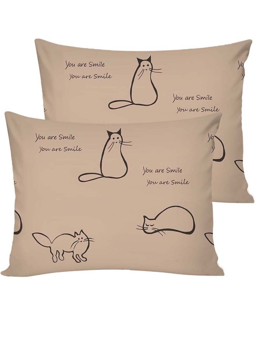 Постельное белье перкаль Сказка "Котики (беж)/Адель" семейное Наволочка 50х70 см 2 шт Простынь на резинке 160x200 см Пододеяльник 145x215 см 2шт