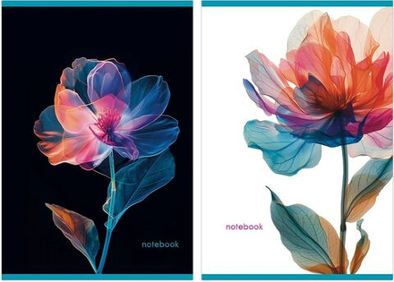 Тетрадь А4 48л кл. скоба Полином "Цветы" УФ-лак, БЕЗ ПОЛЕЙ