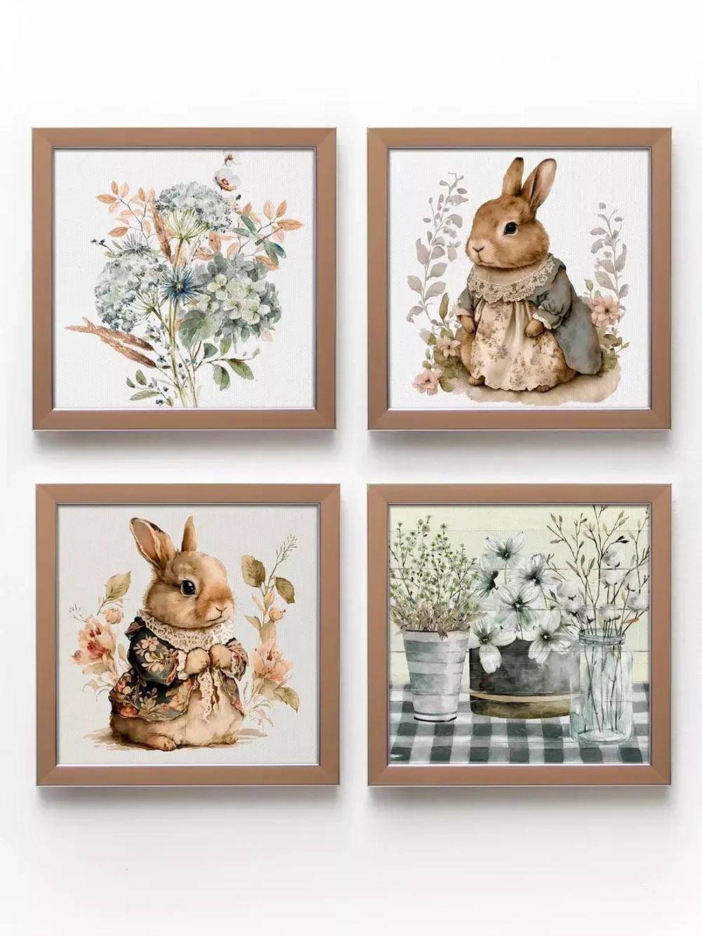 Картины на стену интерьерные на холсте 4 шт, 23*23 см