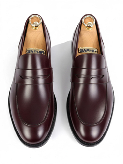 Лоферы мужские из бордовой натуральной кожи базовая пара под костюм V591бордо Vorsh