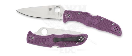 Складной нож Spyderco Endura Flat Ground Purple C10FPPR c клинком из стали VG-10, рукоять FRN