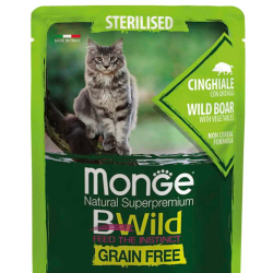Monge Cat Bwild Sterilised 85 г (кабан с овощами) - беззерновые консервы (пауч) для стерилизованных кошек
