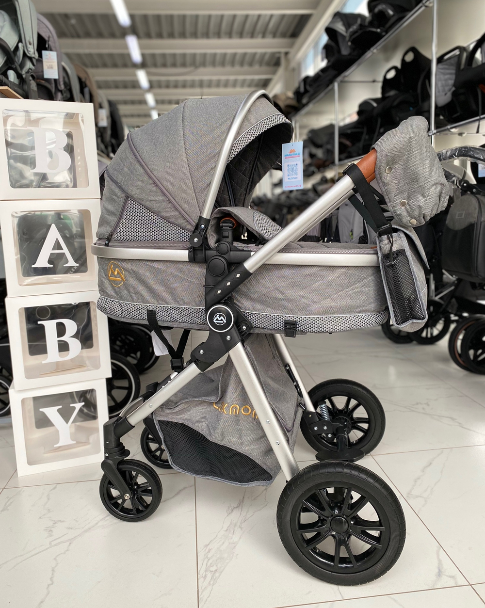 Коляска-трансформер 2в1 V9 Серый текстиль