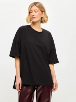 Футболка оверсайз удлиненная с разрезами по бокам черный