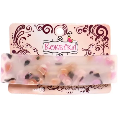 Заколка - автомат «ЭКЛЕР», форма прямоугольная, сари, микс 5 цветов, 10,3*2,5см (блистер Кокетка)