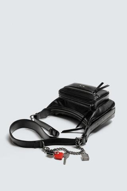 ZARA СУМКА С ЦЕПОЧКОЙ, ЧЕРНЫЙ