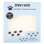 Прозрачные стикеры для заметок с клеевым краем, Alingar, 75 х 75 мм, 50 л., покрытие starlight touch, "Сat TRACKS", голубой, водонепрониц., европодвес