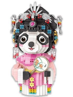 Конструктор LOZ Панда в костюме гейши с опахалом и ширмой 1140 деталей NO. 8108 Panda Geisha Micro Block