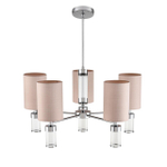 6585/5 MODERNI LN25 56 хром/бежевый, металл/текстиль, стекло Люстра подвесная E14 5*40W 220V ARNIKA