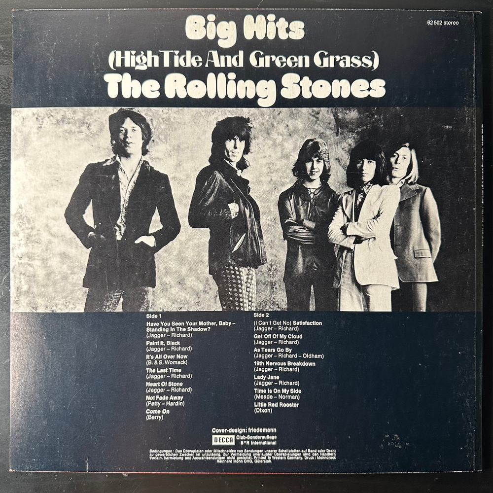 The Rolling Stones ‎– Big Hits (High Tide And Green Grass) Германия 1973г. Club