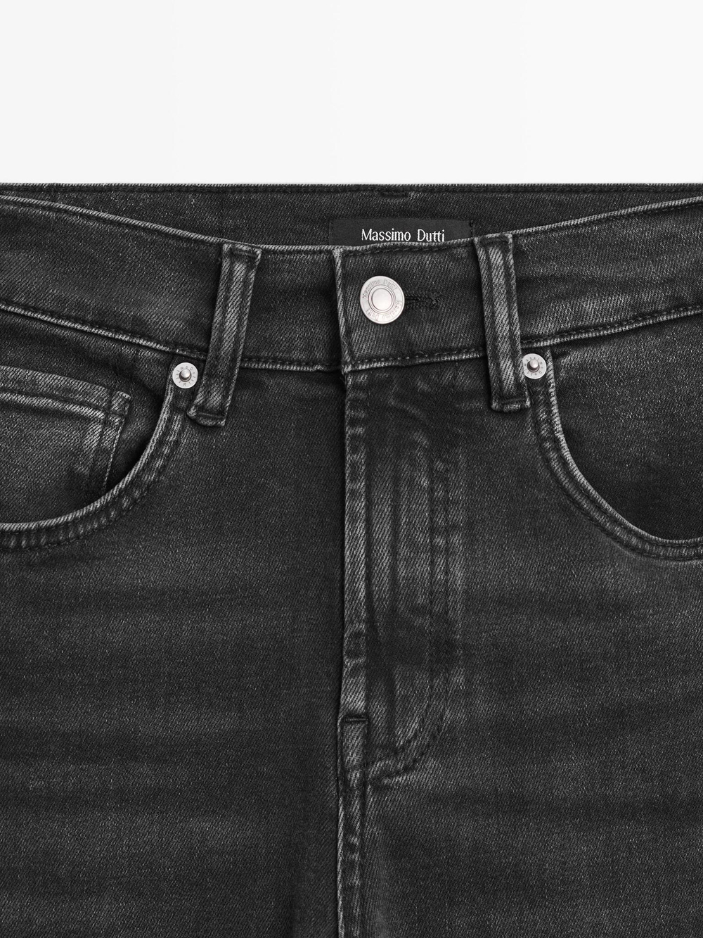 Massimo Dutti Расклешенные джинсы скинни с высокой посадкой, черный