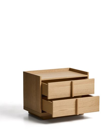 Прикроватная тумба Onix, 2 ящика, шпон дуба натурального цвета