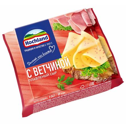 Плавленный сыр Hochland Ветчина ломтик 150 гр