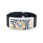 Браслет Fiore Luna на черном кожаном ремешке CB13598-1A