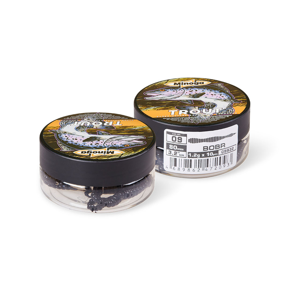 Форелевая приманка "Minoga" BOBR 3,2"(10шт) 80мм, 1,2гр, цвет 09