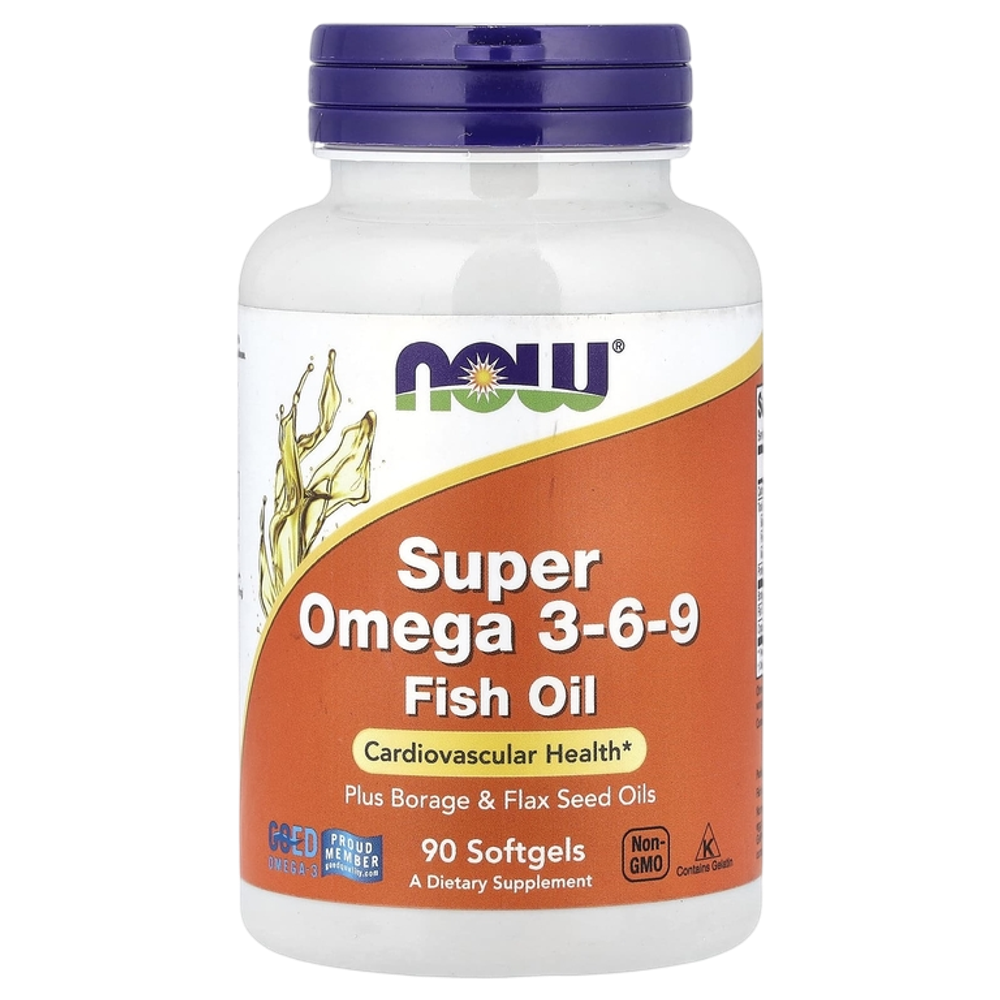 Now Foods Omega 3-6-9 Fish Oil 90 Softgels , Супер Омега 3-6-9