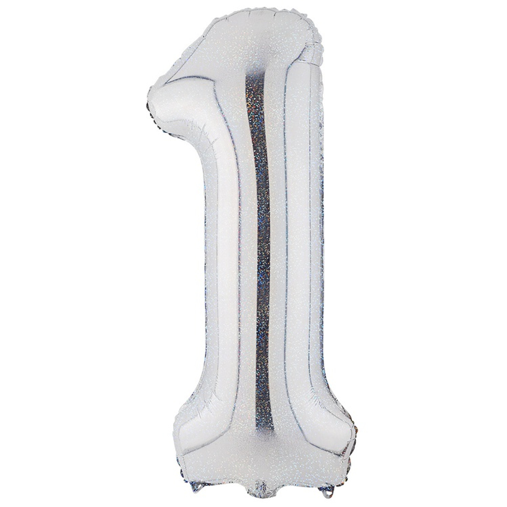 Шар фольгированный Цифра 1 101 см (Серебряный)