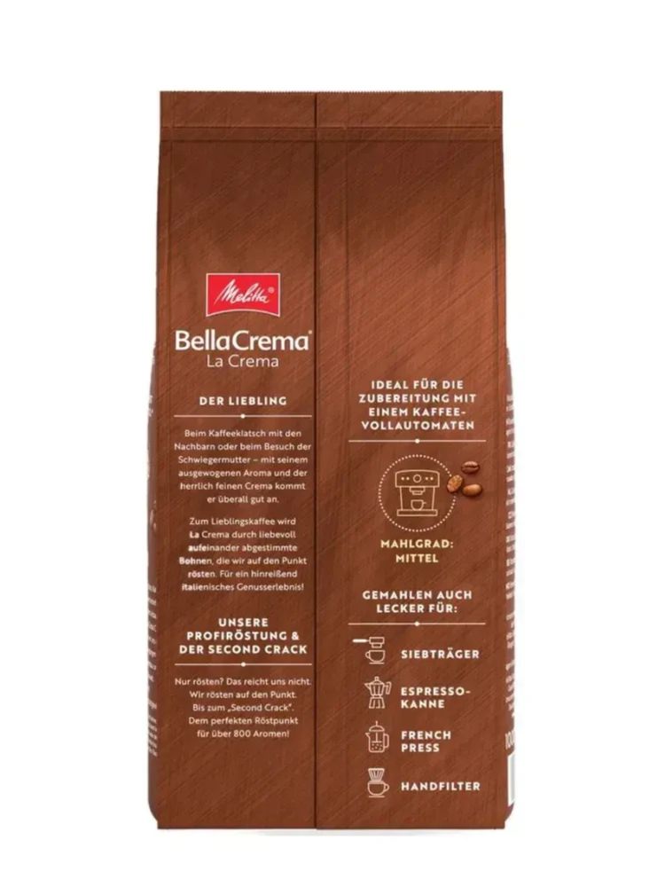 Кофе в зернах Melitta Bella Crema La Crema, 1 кг, 2 шт