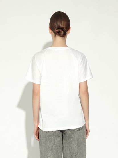 Женская футболка белого цвета из вискозы - фото 3