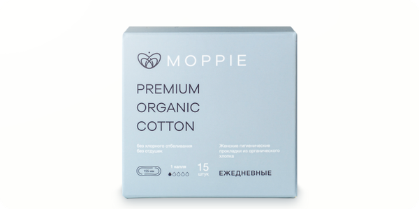 ПРОКЛАДКИ ЕЖЕДНЕВНЫЕ MOPPIE PREMIUM ORGANIC COTTON 15 ШТ