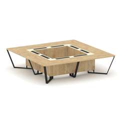 Steel Meet Стол переговорный квадратный KMK-PR.B.SP-16K Тиквуд Светлый/Ваниль Глянец/Металл Черный 3