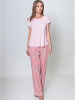 Оригинальный комплект с прямыми брюками (Размер: M) (Цвет: розовый)