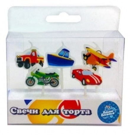 Свечи фигурные, Транспорт, 7 см, 5 шт.
