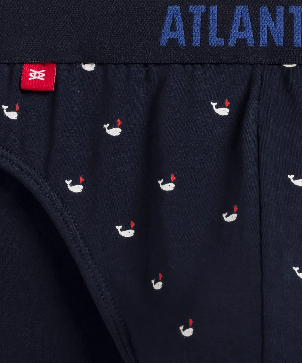 Мужские трусы слипы спорт Atlantic, набор 3 шт., хлопок, темно-синие + голубые, 3MP-158