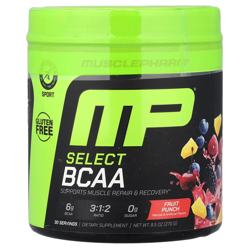 MusclePharm, Select BCAA, со вкусом фруктового пунша, 270 г (9,5 унции)