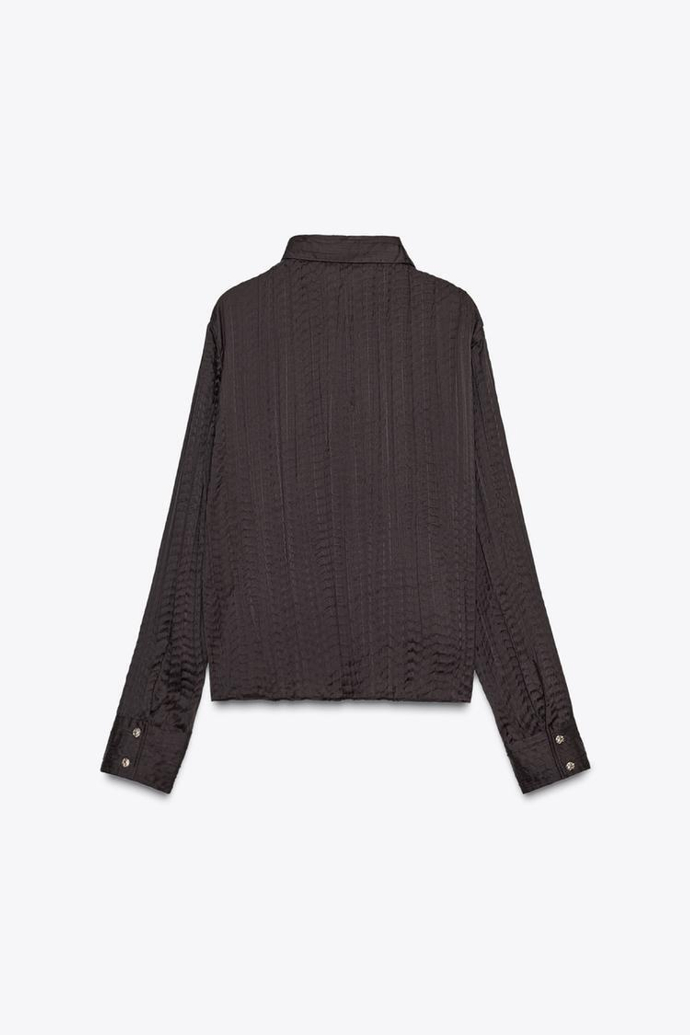 ZARA АТЛАСНАЯ РУБАШКА ОВЕРСАЙЗ С ЖАТЫМ ЭФФЕКТОМ, КОРИЧНЕВЫЙ