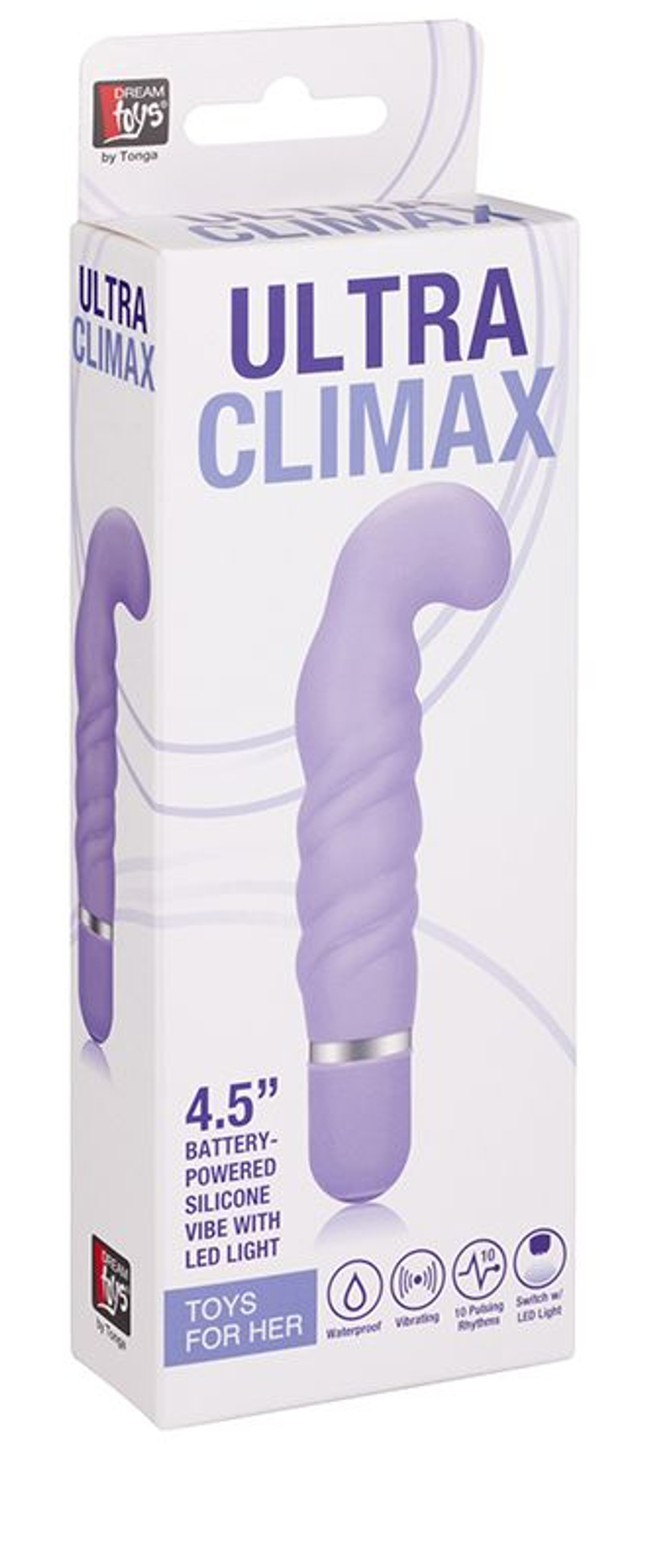 Фиолетовый изогнутый вибратор NEON ULTRA CLIMAX PURPLE - 11 см. (Цвет: фиолетовый)