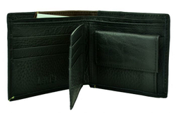Бумажник чёрный кожаный мужской молодёжный Levis-3507