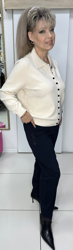 Темно-синие брюки-джоггеры на резинке со стразовым принтом