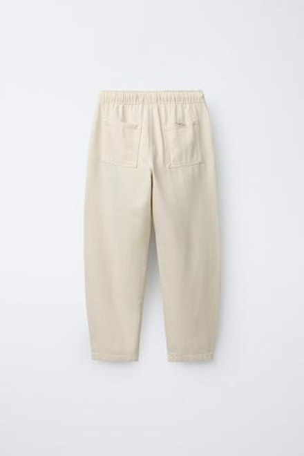 ZARA БРЮКИ СВОБОДНОГО КРОЯ С КАРМАНАМИ, ЭКРЮ