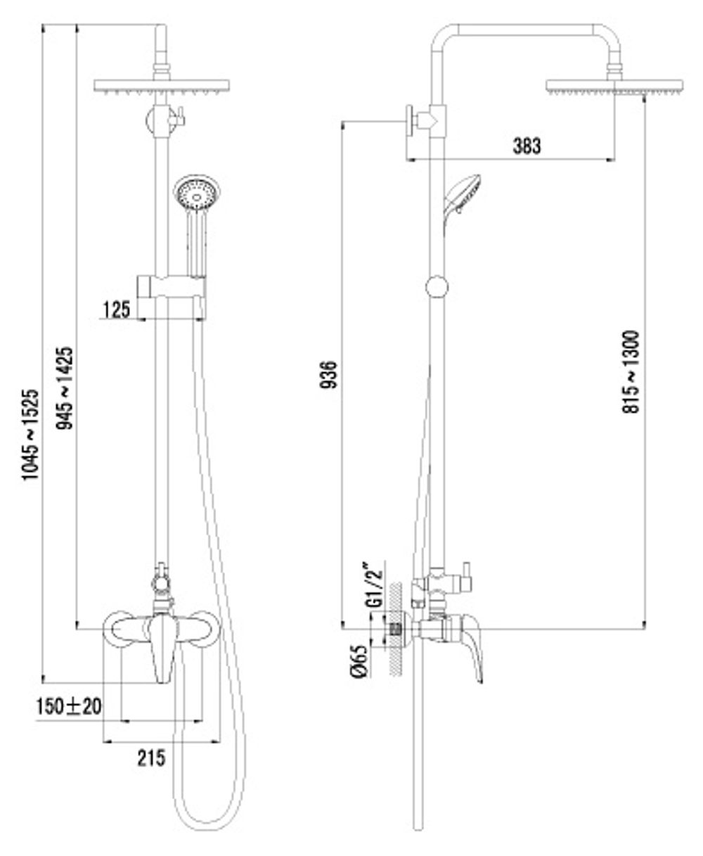 LM4260C Посейдон Смеситель для душа с верхней душевой лейкой Тропический дождь (к/к 4)