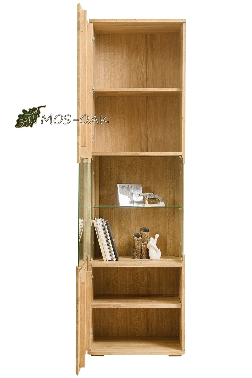 Шкаф с витриной из массива дуба Мидгард-1