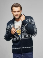 Свитер новогодний на молнии с высоким воротником