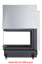 Каминная топка Экокамин ДЕЛЬТА 900 B три стекла принтинг черный шамот