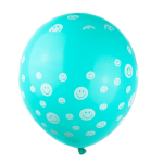 Шар воздушный Alingar, №12, с рисунком "Смайлики", цвета ассорти, 100шт/уп, пакет с европодвесом