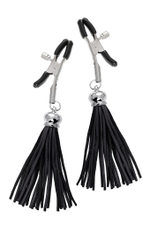 Зажимы на соски «Прищепки» с черными кисточками из замши (Цвет: черный)