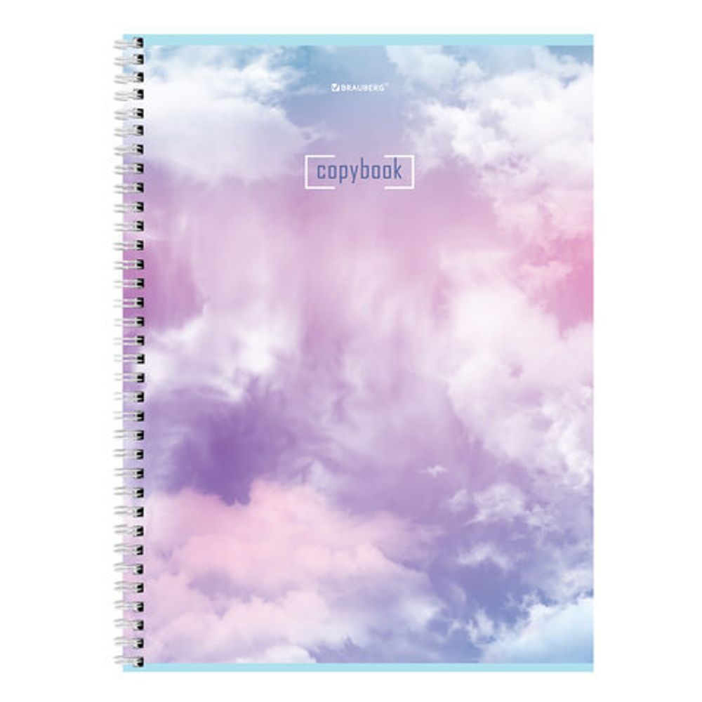 Тетрадь А4, 80 л., BRAUBERG, гребень, клетка, глянцевый лак, "CLOUD", 404053, 4шт