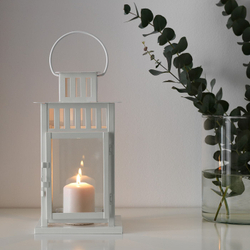 IKEA BORRBY  (ИКЕА БОРРБЙ)  -  Фонарь, внутренний/наружный белый, 28 см