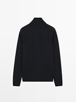 Massimo Dutti Свитер с воротником-стойкой и застежкой-молнией, темно-синий